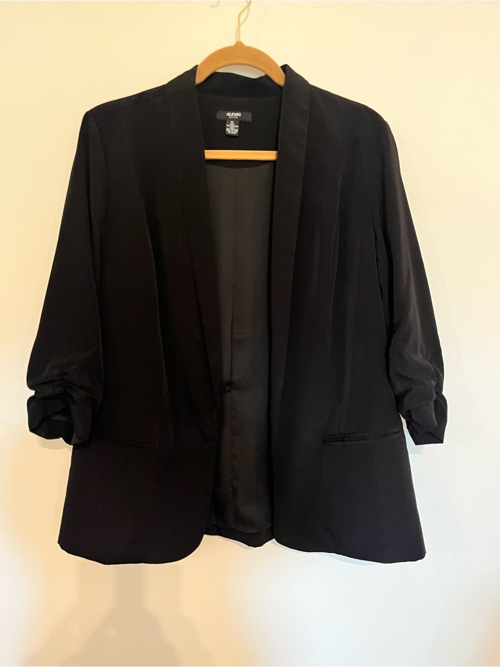 Alfani Black Open-Front Draped Blazer Jacket women’s petite large